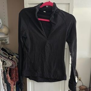 LULULEMON quarter zip long sleeve with back zip pocket Black Women's Top
